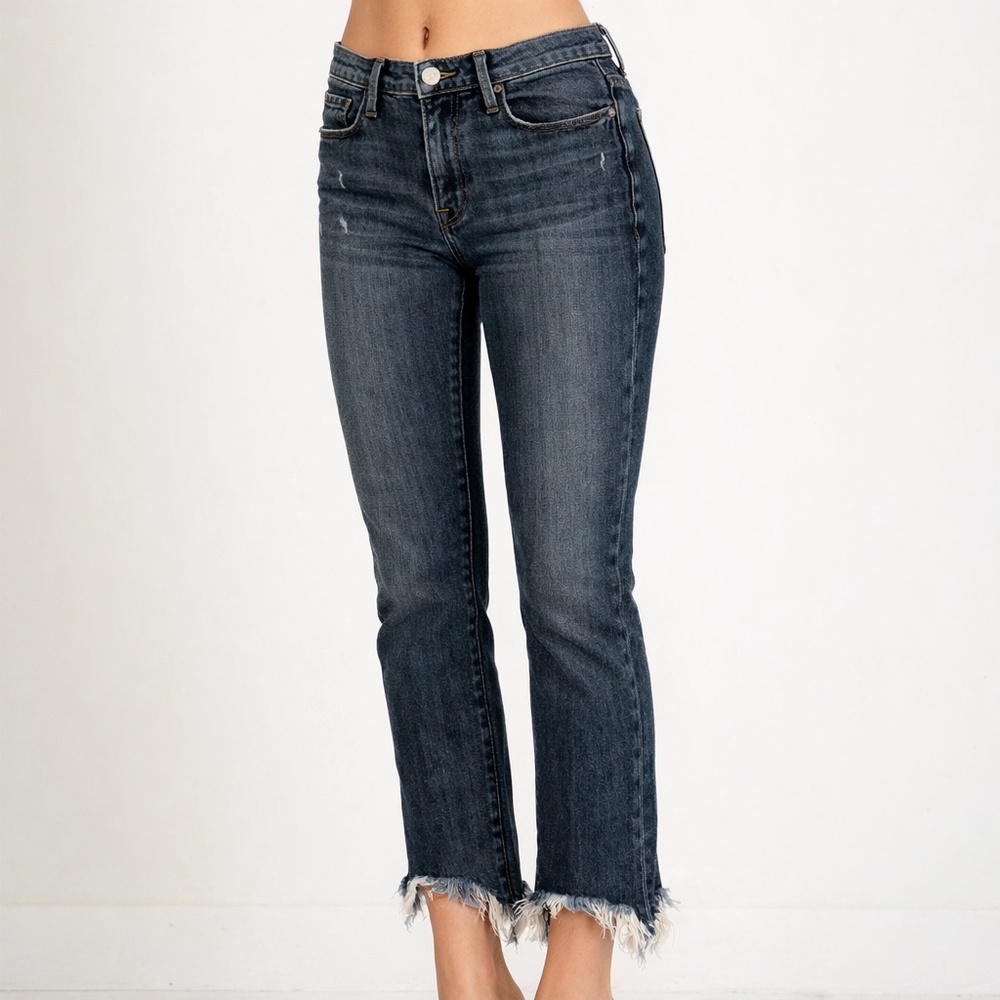 Frame Le Nouveau Straight Leg Raw Hem Jeans Women’s Sz 28 Medium Wash